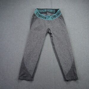 Gymshark Leggings Womens Small Grey Flex Low Rise Logo Cropped Capri Activewear